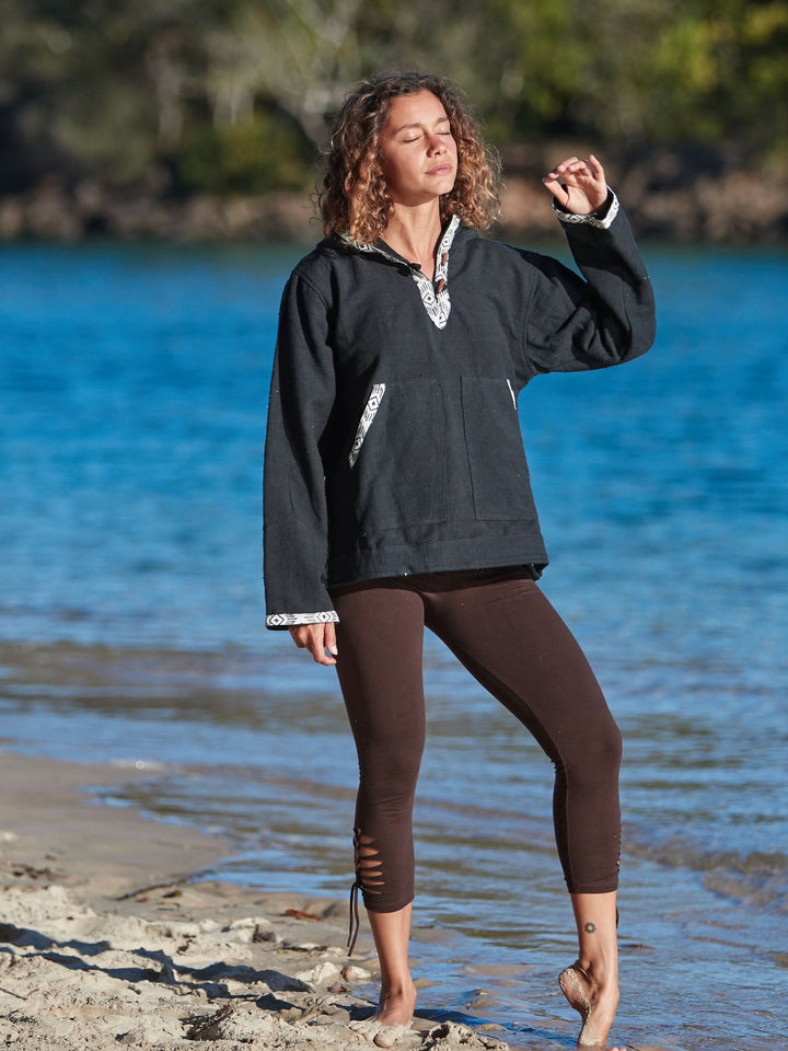 RAW TRIBAL HOODIE - BLACK