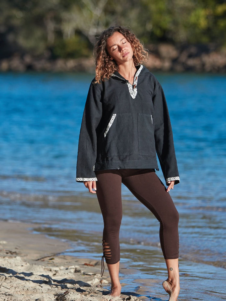 RAW TRIBAL HOODIE - BLACK