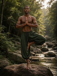 ERIKO COTTON YOGA PANTS - MAN - GREEN