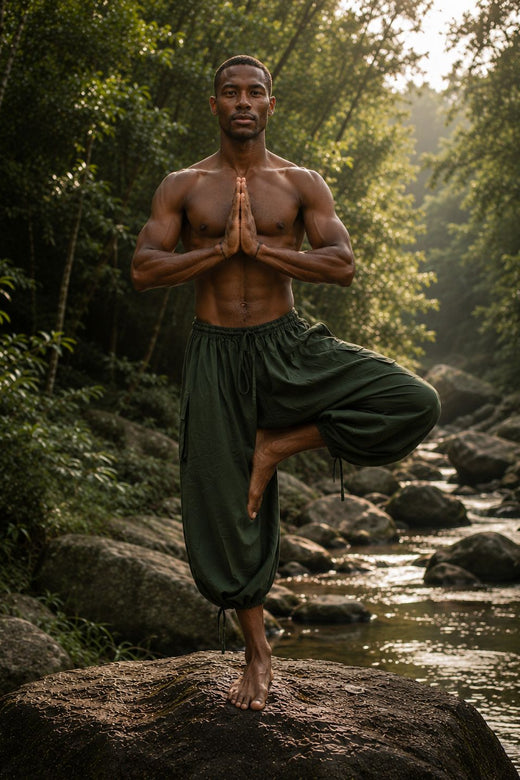 PANTALON DE YOGA EN COTON ERIKO - HOMME - VERT