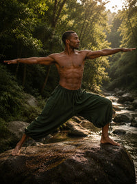ERIKO COTTON YOGA PANTS - MAN - GREEN