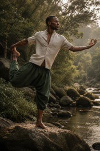 ERIKO COTTON YOGA PANTS - MAN - GREEN