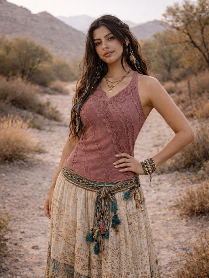 THALIA TOP - زهري داكن