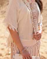 LUNA EMBROIDERED COTTON TASSLE BAG