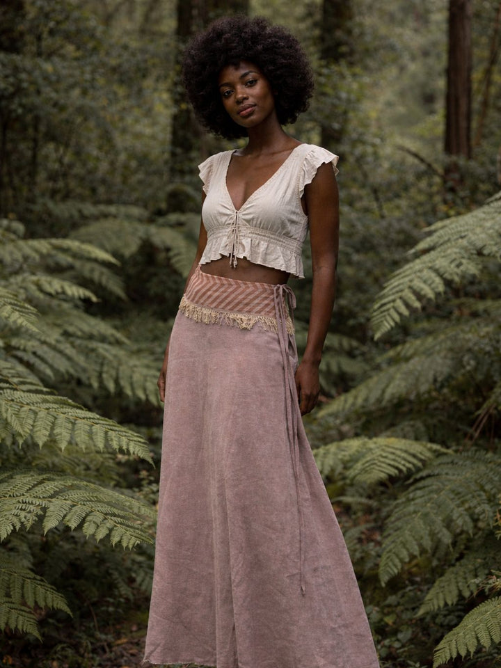 NEPALI COTTON SKIRT - MAUVE
