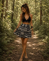 AZTEC TRIBAL GEOMETRIC SKIRT - WHITE AND BLACK