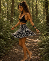 AZTEC TRIBAL GEOMETRIC SKIRT - WHITE AND BLACK
