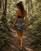 AZTEC TRIBAL GEOMETRIC SKIRT - WHITE AND BLACK