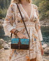 WILDFLOWER CONVERTIBLE LEATHER PURSE - BROWN