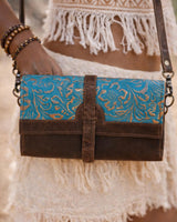 WILDFLOWER CONVERTIBLE LEATHER PURSE - BROWN