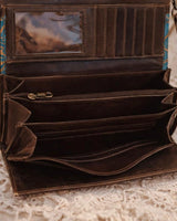 WILDFLOWER CONVERTIBLE LEATHER PURSE - BROWN