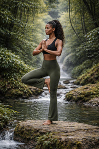 PANTALON DE YOGA EN BAMBOU - VERT FORÊT