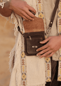 SAC DE CEINTURE VINTAGE - HOMME - MARRON FONCÉ