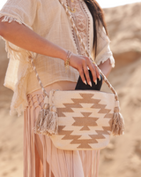 LUNA EMBROIDERED COTTON TASSLE BAG