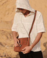 PYRAMID GENUINE LEATHER CROSS BODY BAG