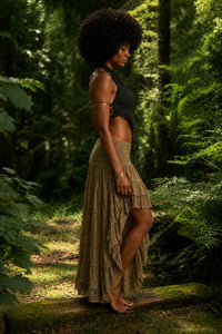 JUPE LONGUE TRIBAL CRAFT - KAKI