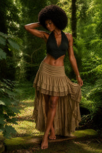 JUPE LONGUE TRIBAL CRAFT - KAKI