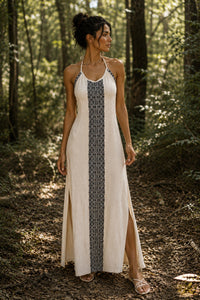 HAND-EMBROIDERED TRIBAL DRESS - NATURAL
