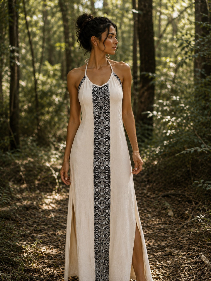 HAND-EMBROIDERED TRIBAL DRESS - NATURAL