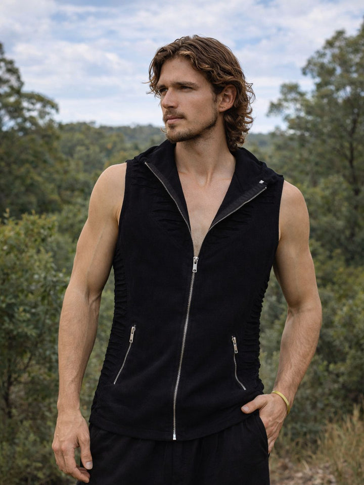 NEO HOODED VEST - BLACK