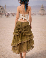 CROCHET WRAP AROUND SKIRT - KHAKI