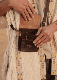 SAC DE CEINTURE VINTAGE - HOMME - MARRON FONCÉ