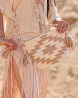 LUNA EMBROIDERED COTTON TASSLE BAG