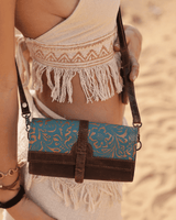 WILDFLOWER CONVERTIBLE LEATHER PURSE - BROWN