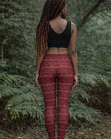 BAROQUE FISHNET LEGGINGS - RED WINE