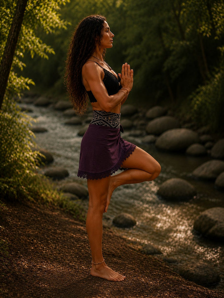 SHAMANIC EARTH SKIRT - MAROON BROWN