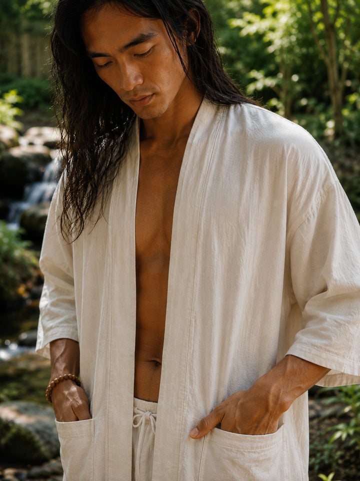 VESTE OUVERTE ÉVASÉE - HOMME - CRÈME
