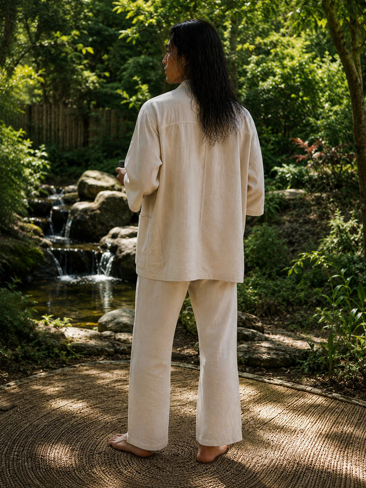VESTE OUVERTE ÉVASÉE - HOMME - CRÈME