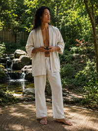 VESTE OUVERTE ÉVASÉE - HOMME - CRÈME