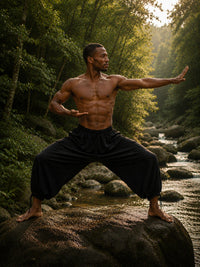 ERIKO COTTON YOGA PANTS - MAN - BLACK