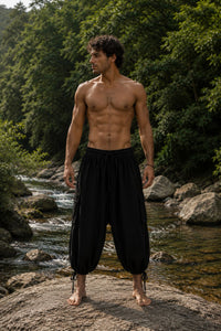 ERIKO COTTON YOGA PANTS - MAN - BLACK