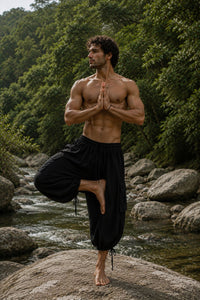 ERIKO COTTON YOGA PANTS - MAN - BLACK