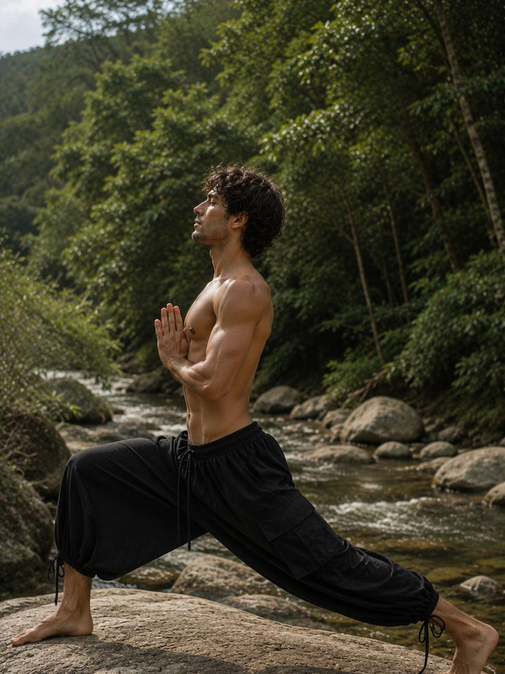 ERIKO COTTON YOGA PANTS - MAN - BLACK