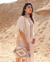 LUNA EMBROIDERED COTTON TASSLE BAG
