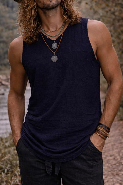 AELIX BAMBOO TANK TOP - NAVY BLUE