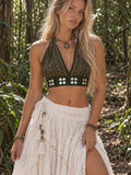REFLECTIVE CROPPED TOP - GREEN