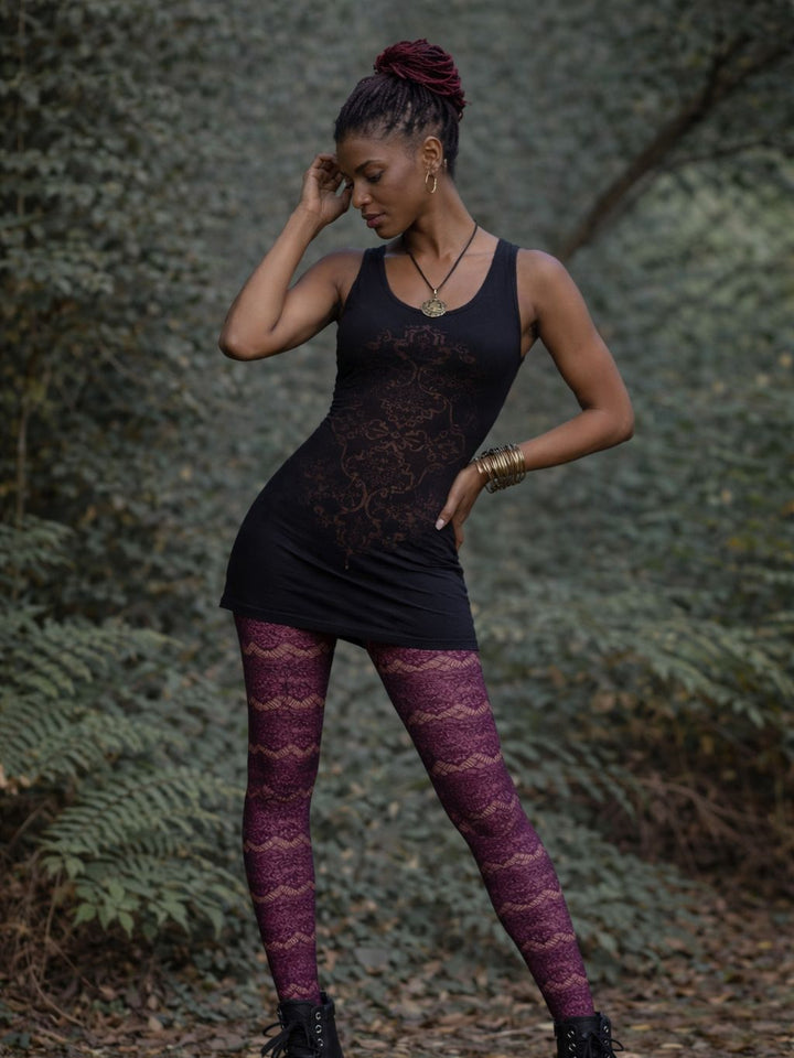 BAROQUE FISHNET LEGGINGS - MOONSHADOW VIOLET