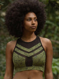 SHIPIBO PANEL CROPPED TOP - GREEN