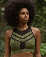 SHIPIBO PANEL CROPPED TOP - GREEN