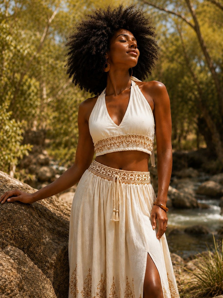 PEACE CROPPED TOP - CREAM