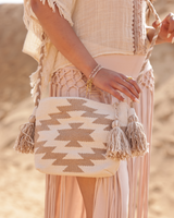 LUNA EMBROIDERED COTTON TASSLE BAG