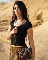 MOUNTAIN MOON EMBROIDERED GENUINE LEATHER CROSS BODY HAND BAG AND BUCKLE