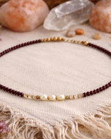 GARNET & PEARL BALANCE NECKLACE