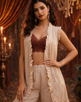 SANDSTONE RUFFLE VEST - SAND
