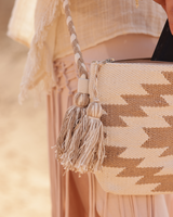 LUNA EMBROIDERED COTTON TASSLE BAG