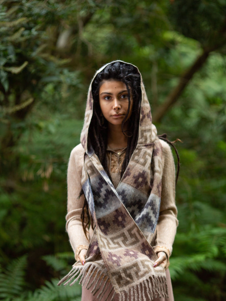 MOUNTAIN ALPACA GEOMETRIC SCARF - EARTHY TONES